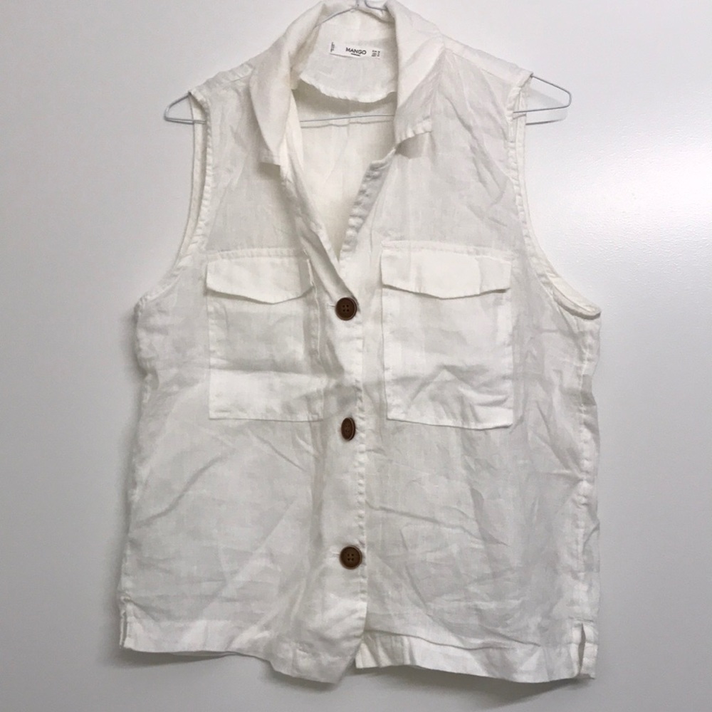 Mango white linen top